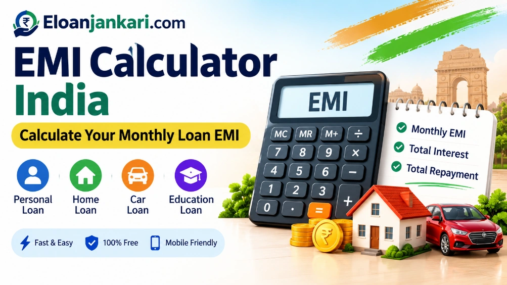 Free EMI Calculator India to calculate monthly loan EMI, total interest, and repayment for personal, home, and car loans.